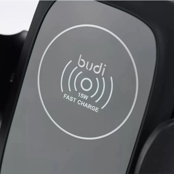 Budi 15W Phone Holder Wireless Car Charger