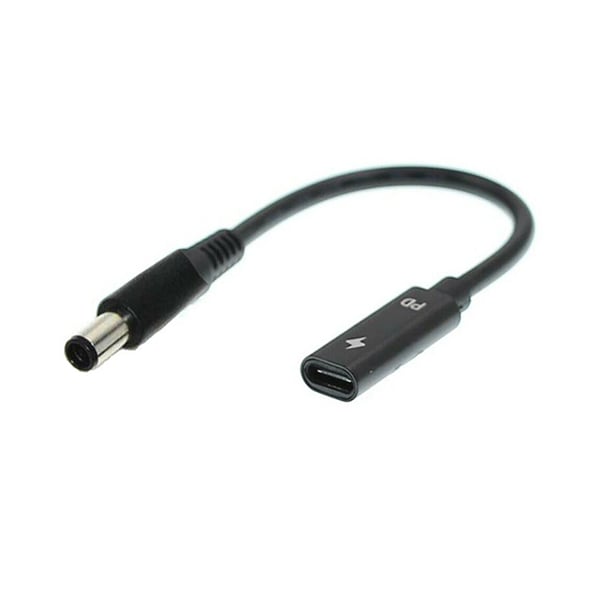 Type-C PD Female Input to Dell 7.4x5.0mm DC Tip Power Charging Cable Adapter