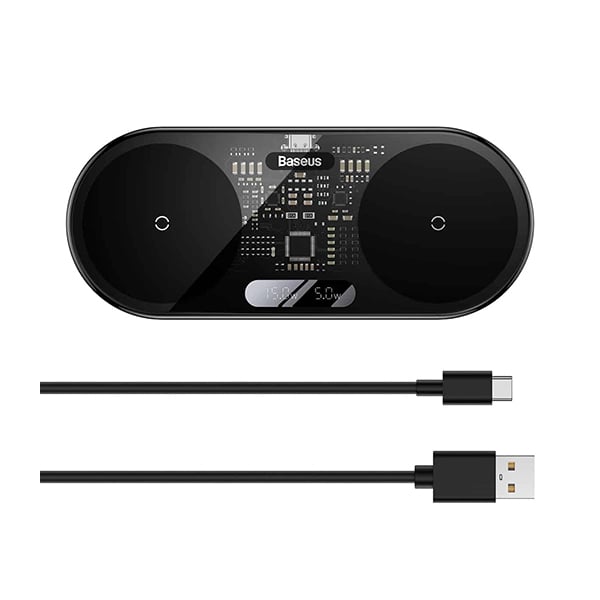 Baseus 20W Digital LED Display 2 in 1 Wireless Charger