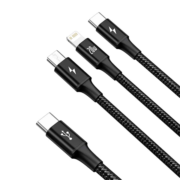 Baseus Rapid Series 3-in-1 20W Type-C to Micro + Lightning + Type-C High Speed Charging Cable