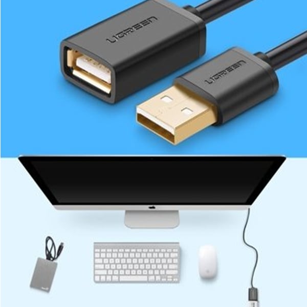 UGREEN USB 2.0 A Male to A Female Gold Plated Extension Cable