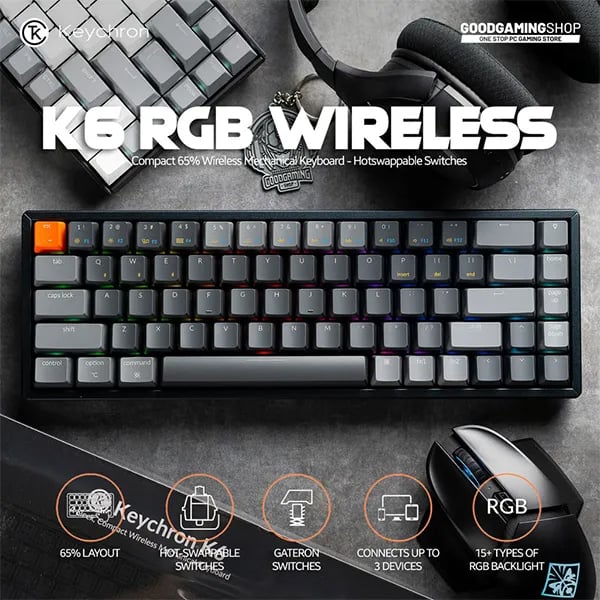 Keychron K6 Wireless Mechanical Keyboard
