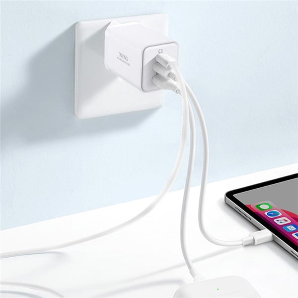 WiWU 65W GaN Fast Charger Dual PD + QC3.0 Wall Charger