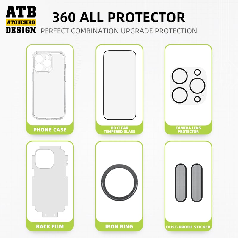 Atouchbo 6 in 1 Anti Shock Suit 360 Full Body Protection Case for iPhone 11