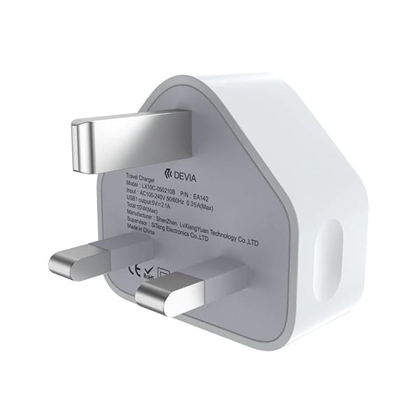 Devia Smart Series 10W USB 2.1A UK 3 Pin Charger