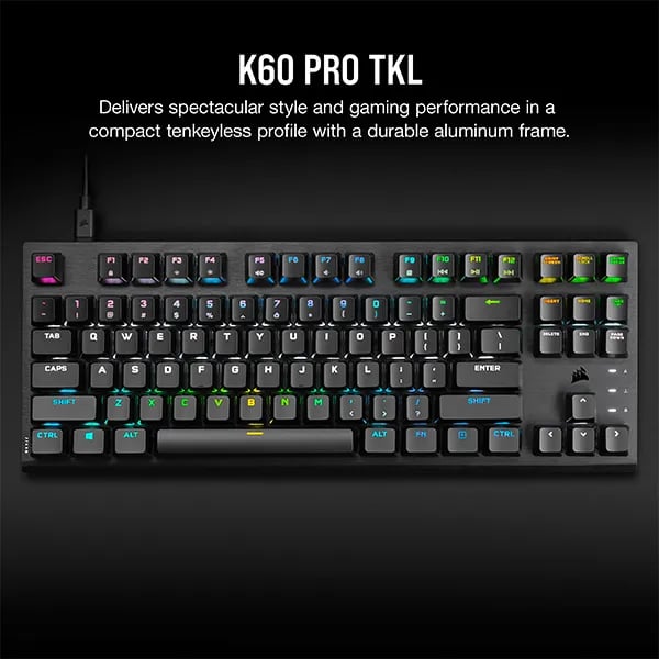 Corsair K60 PRO TKL RGB Tenkeyless Optical-Mechanical Gaming Keyboard