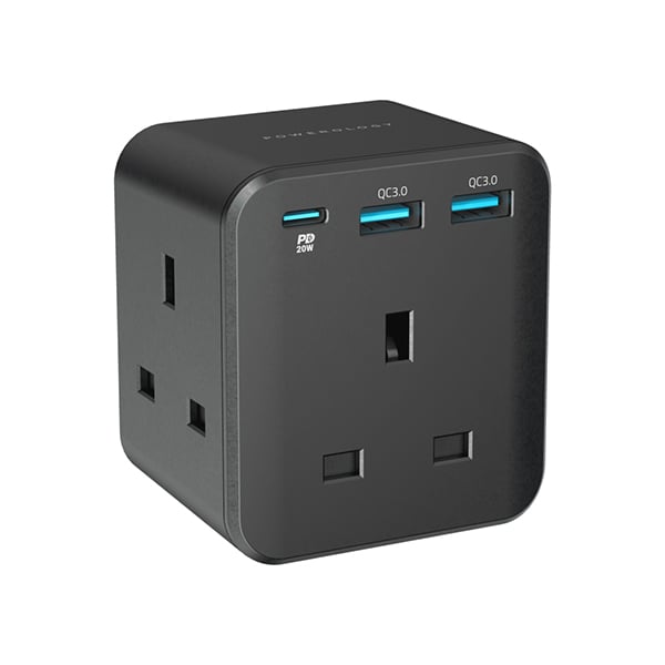 Powerology 3-Outlet Wall Socket With Fast Charging USB