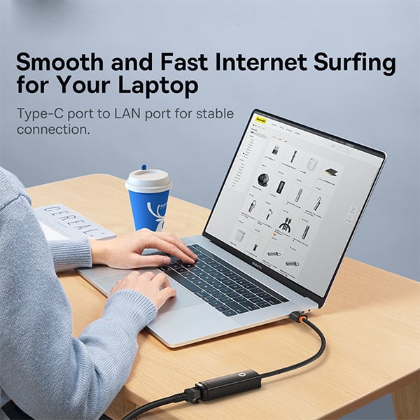 Baseus AirJoy 1000Mbps Type-C to RJ45 LAN Port Ethernet Adapter