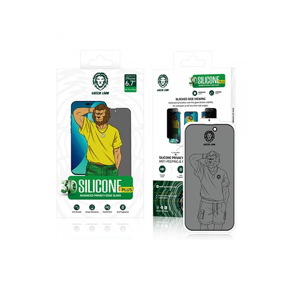 Green 3D Silicone Advance Privacy Edge Glass Screen Protector iPhone 14