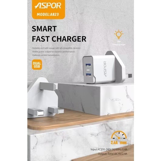 Aspor A823 Dual USB 2.4A IQ Fast Charger