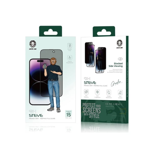 Green Lion 9H Steve Privacy Full Screen Tempered Glass for iPhone 15 Plus
