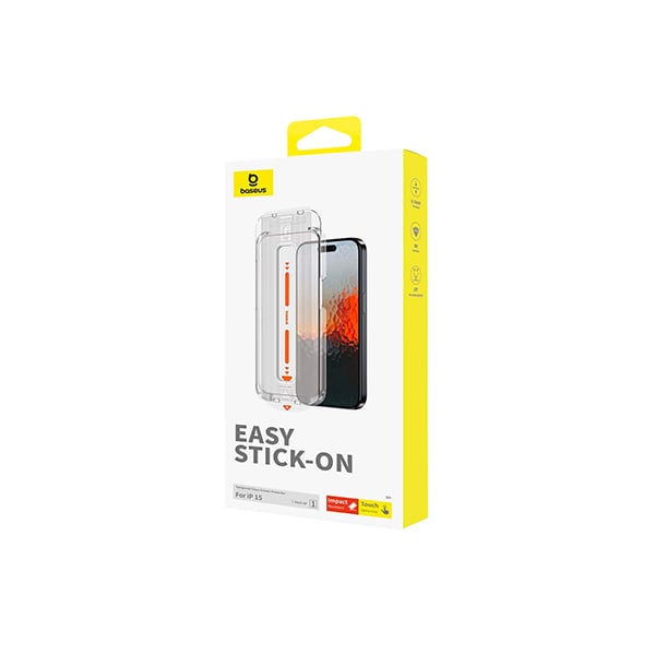 Baseus Sapphire Series HD Tempered Glass Screen Protector with Built-in Dust Filter for iPhone 15