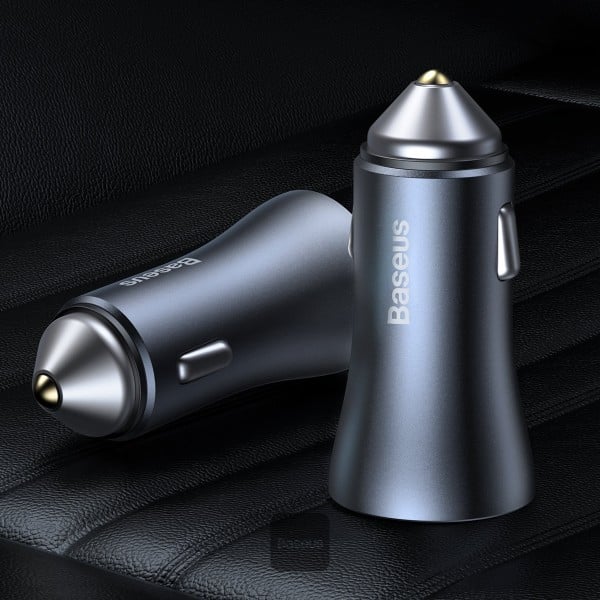 Baseus Golden Contactor Pro 40W USB + Type-C Dual Port Quick Car Charger with USB to Type-C Cable