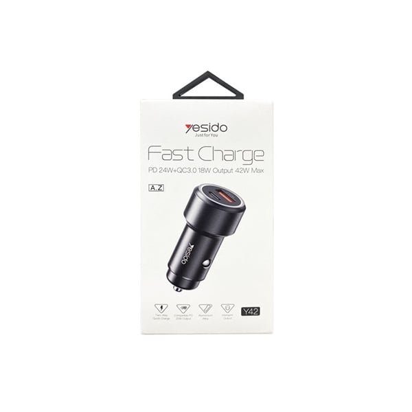 Yesido Y42 USB + Type-C 42W Dual Ports Fast Car Charger