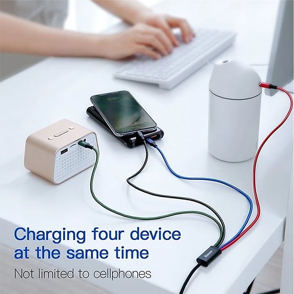 Baseus Rapid Series 4-in-1 3.5A USB to 2 x Lightning +Type-C + Micro Charging Cable