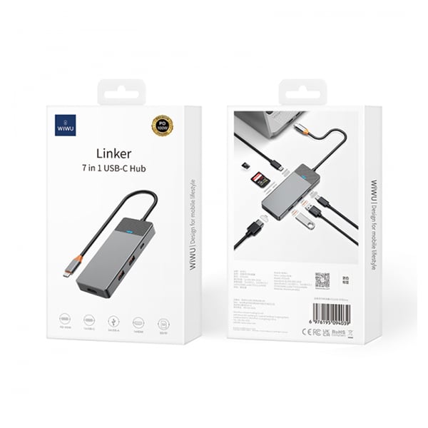 WiWU Linker A721HD 7 In 1 USB-C Hub Adapter