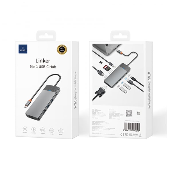 WiWU Linker A921HV 9 In 1 USB-C Hub Adapter
