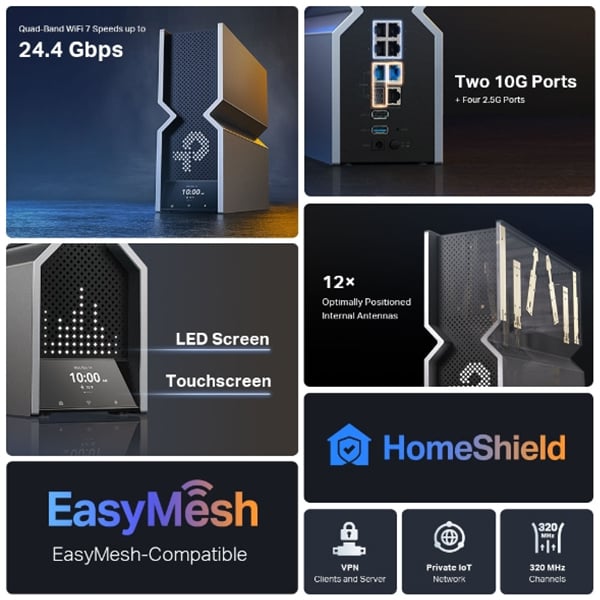 TP-Link Archer BE900 BE24000 Quad-Band Wi-Fi 7 Router