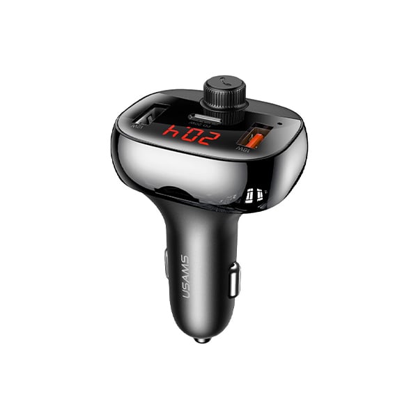 USAMS 50W 3 Ports Digital Display Wireless FM Modulator Transmitter Bluetooth 5.0 FM USB Fast Car Charger