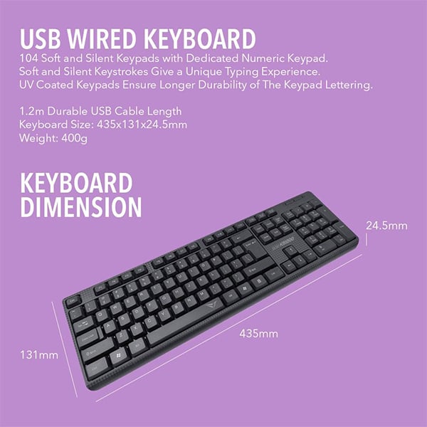 Alcatroz KB1000 Silent Multimedia USB Wired Keyboard