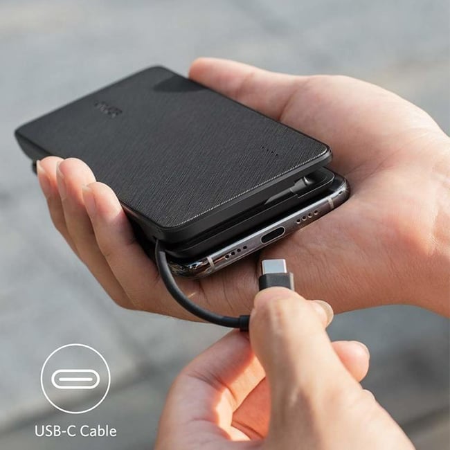 Anker PowerCore+ 10000mAh Power Bank with Built-in USB-C Cable