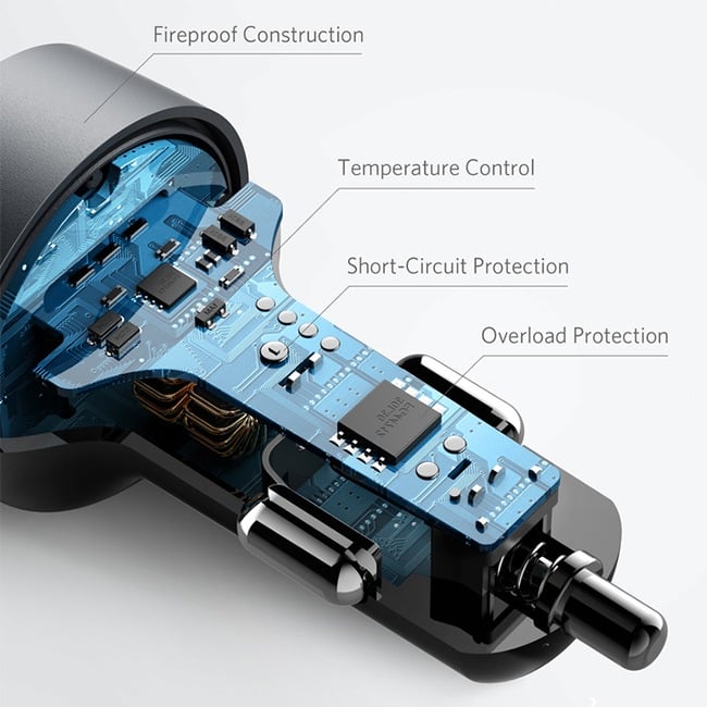 Anker PowerDrive PD+ 2 35W Dual Port 1 USB-C + 1 USB-A Fast Car Charger