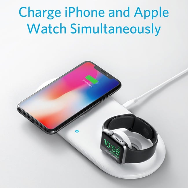 Anker PowerWave+ 2-in-1 Qi Wireless Charging Pad with Watch Holder