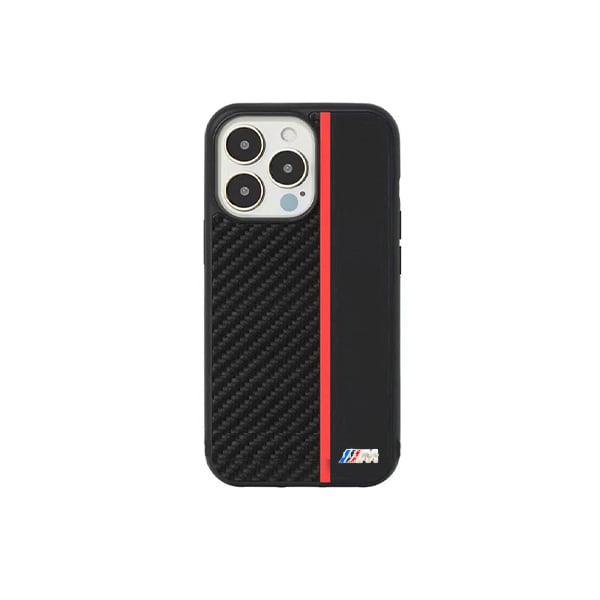 BMW Carbon Fiber Stripe Leather Case for iPhone 13 Pro Max