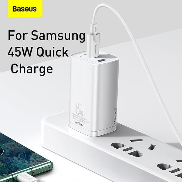 Baseus GaN2 Lite C+C 65W US 2 Pin Quick Charger