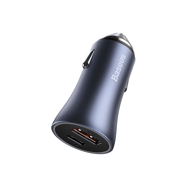 Baseus Golden Contactor Pro 40W USB + Type-C Dual Port Quick Car Charger with Type-C to Lightning Cable