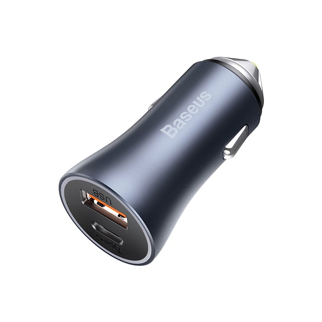 Baseus Golden Contactor Pro 40W USB + Type-C Dual Port Quick Car Charger with Type-C to Lightning Cable