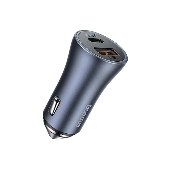 Baseus Golden Contactor Pro 40W USB + Type-C Dual Port Quick Car Charger with Type-C to Lightning Cable