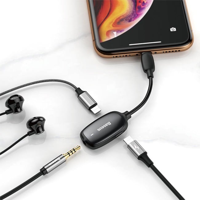 Baseus L51 3-in-1 Lightning to Dual Lightning + 3.5mm Audio Adapter