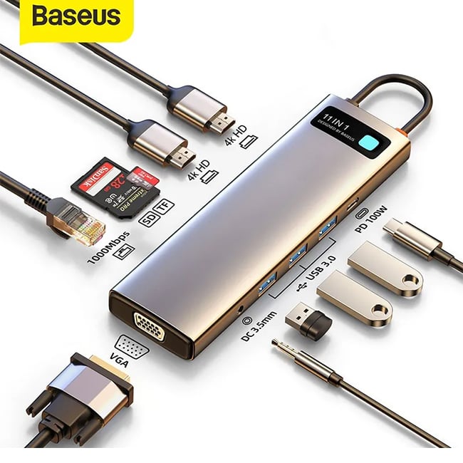 Baseus Metal Gleam Series 11-in-1 Multifunctional Type-C Hub Adapter