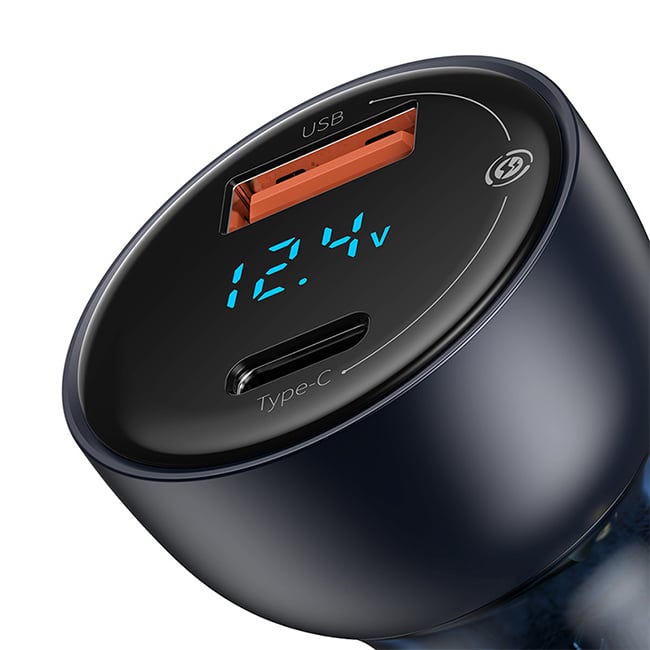 Baseus Particular Digital Display QC + PPS 65W Dual Quick Car Charger with Type-C Cable