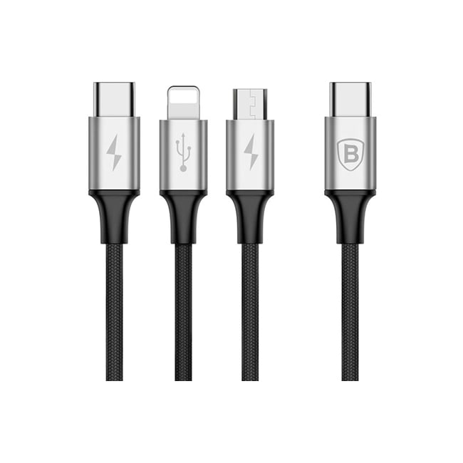 Baseus Rapid Series 3-in-1 20W Type-C to Micro + Lightning + Type-C High Speed Charging Cable