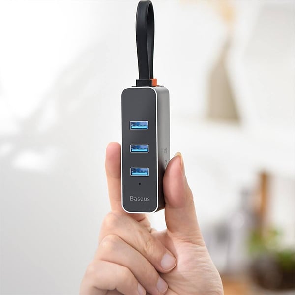 Baseus Steel Cannon Series USB-A to USB3.0*3 + RJ45 Hub Adapter