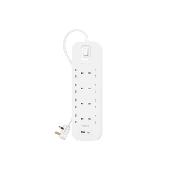 Belkin Connect Surge Protector with 8 AC Outlets + USB + USB-C PD Extension Power Cord