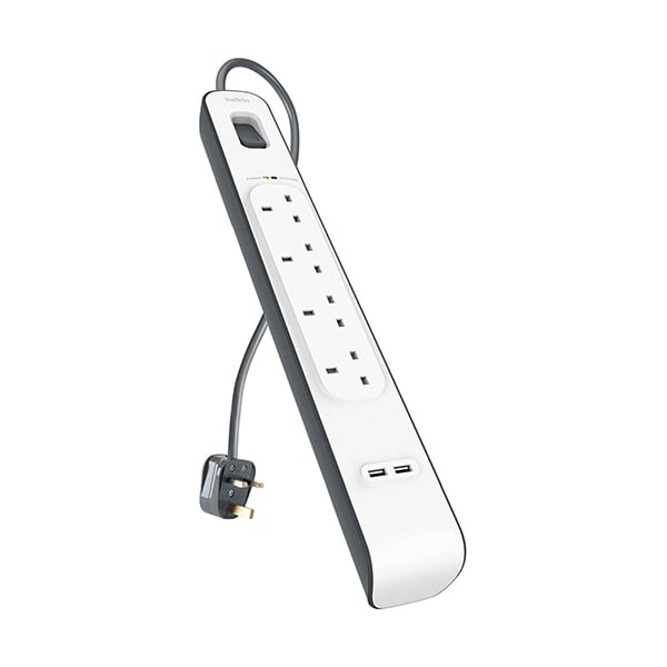 Belkin SurgeMaster 4-Outlet Surge Protection Strip with 2M Power Cord, Protects Desktops, Laptop/Notebooks, Printers, Routers and Other Office Devices