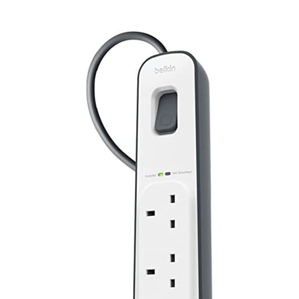 Belkin SurgeMaster 4-Outlet Surge Protection Strip with 2M Power Cord, Protects Desktops, Laptop/Notebooks, Printers, Routers and Other Office Devices
