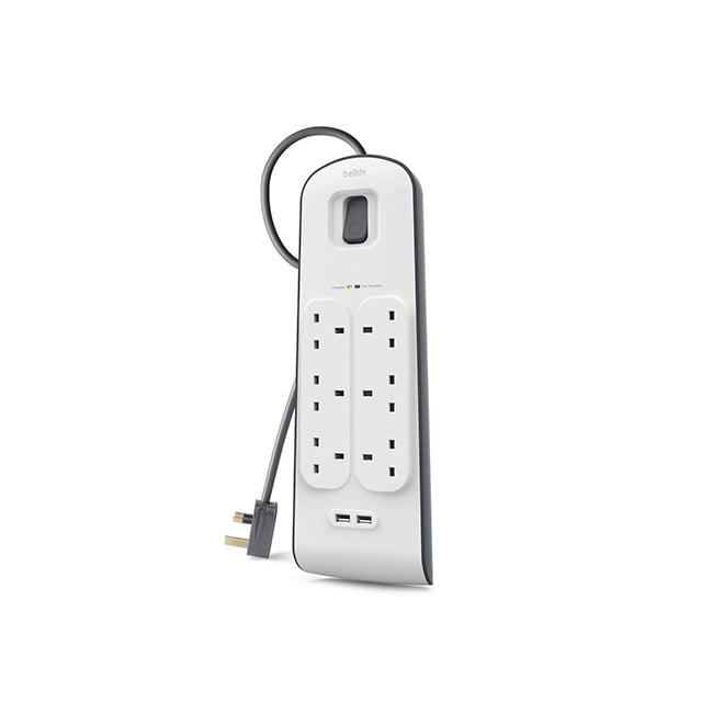 Belkin SurgePlus 2.4 Amp 2 USB + 6-Outlet Surge Protection Strip