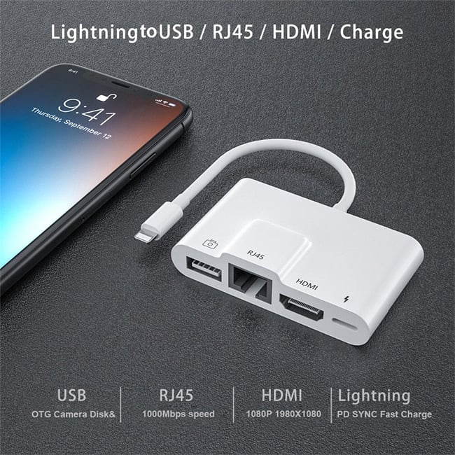 COTEetCI 4-in-1 Lightning OTG HDMI Adapter