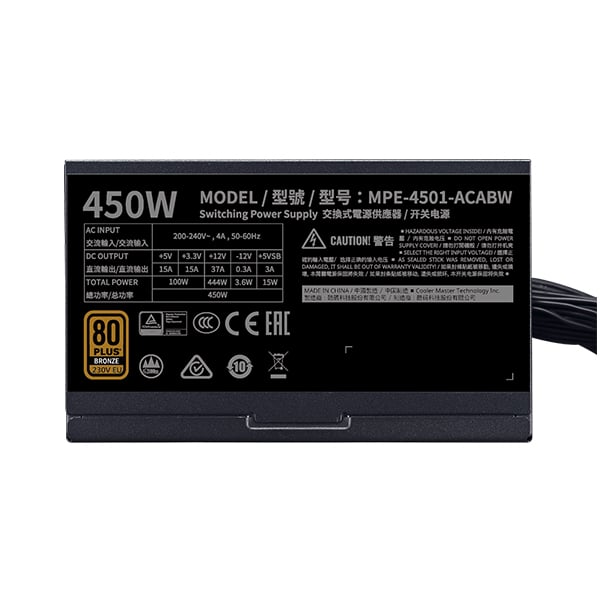 Cooler Master MWE 450W 80 Plus Bronze-V2 Power Supply