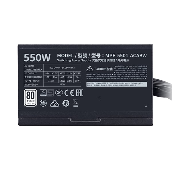 Cooler Master MWE 550W 80 Plus Bronze-V2 Power Supply