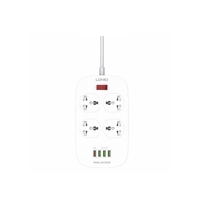LDNIO SC4407 Defender Series 4 Power Socket + 4 USB Extension Power Cord