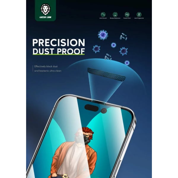 Green Lion 3D Premium Anti-dust Round Edge Glass For iPhone 14 Pro Max