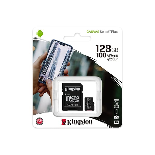 Kingston Canvas Select Plus 128GB 100MB/s microSD Memory Card