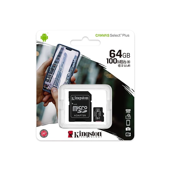 Kingston Canvas Select Plus 64GB 100MB/s microSD Memory Card