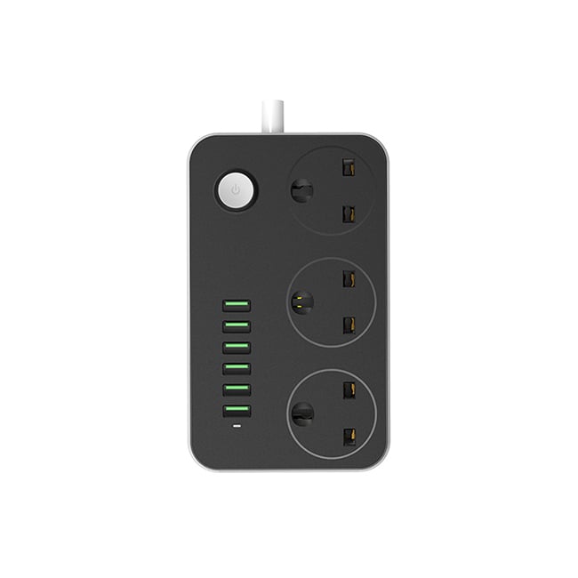 LUCKY HAWK LH-T21 6 USB Port Auto Max 3.4A + 3 Anti-Static Power Socket Extension Power Cord