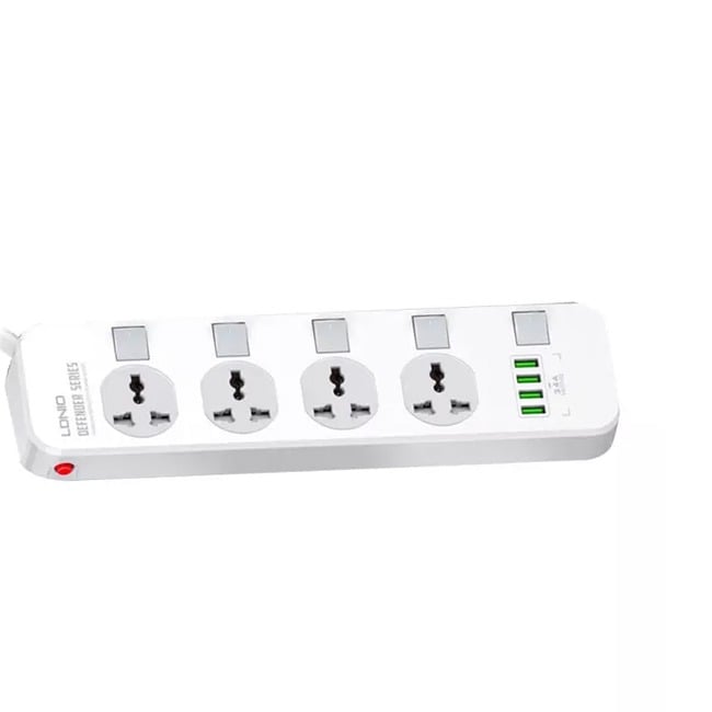 LDNIO SC4408 4 Power Socket + 4 USB 2500W Extension Power Cord